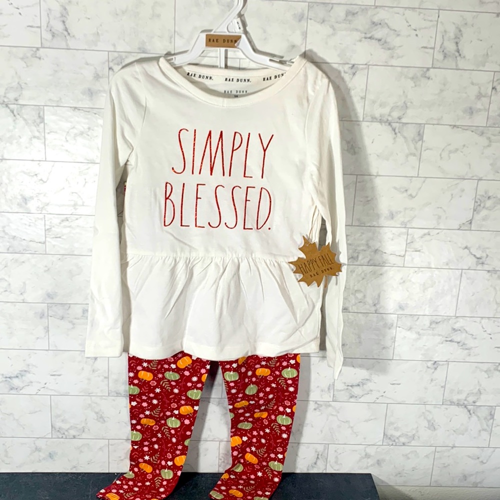 NWT Rae Dunn SIMPLY BLESSED GIRLS OUTFIT , SIZE 5-6